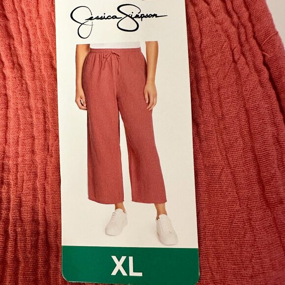 Jessica Simpson Women's Cotton Gauze Pant Size XL Rustic Red Wide Leg Boho NEW - Picture 1 of 12